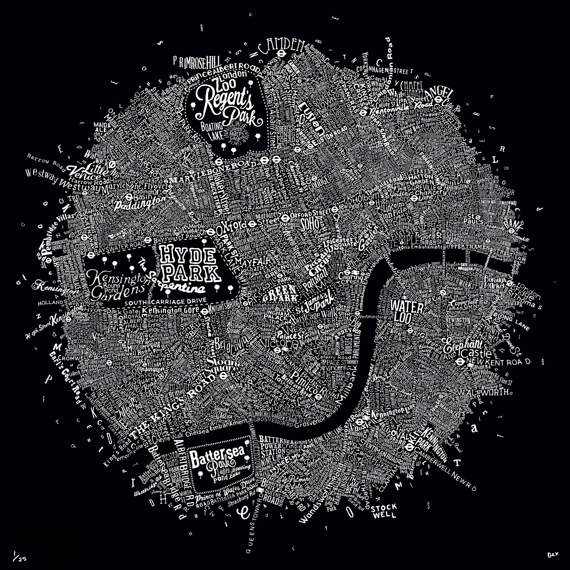 A typographic map of Greater London
