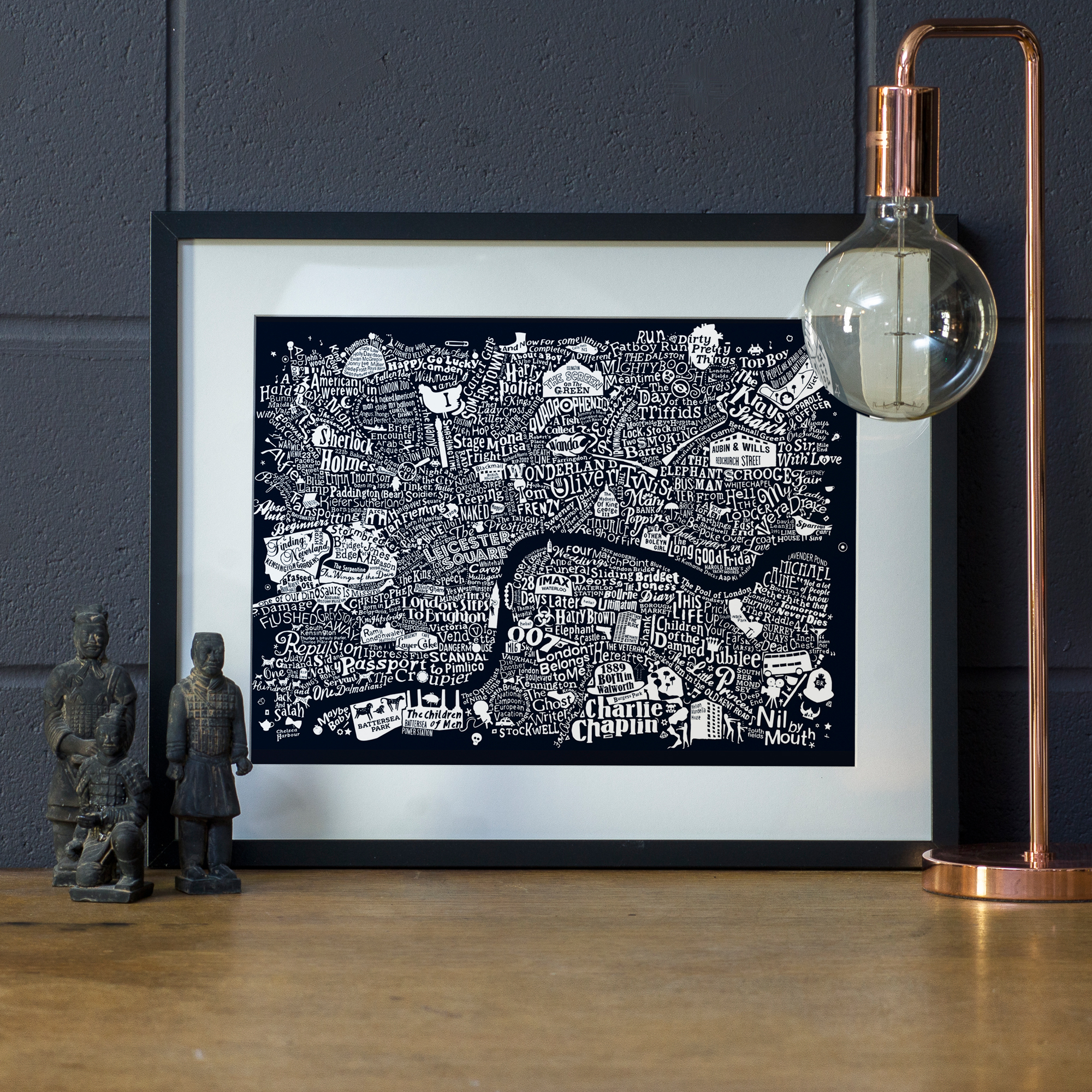 A stylish, framed creative map of london
