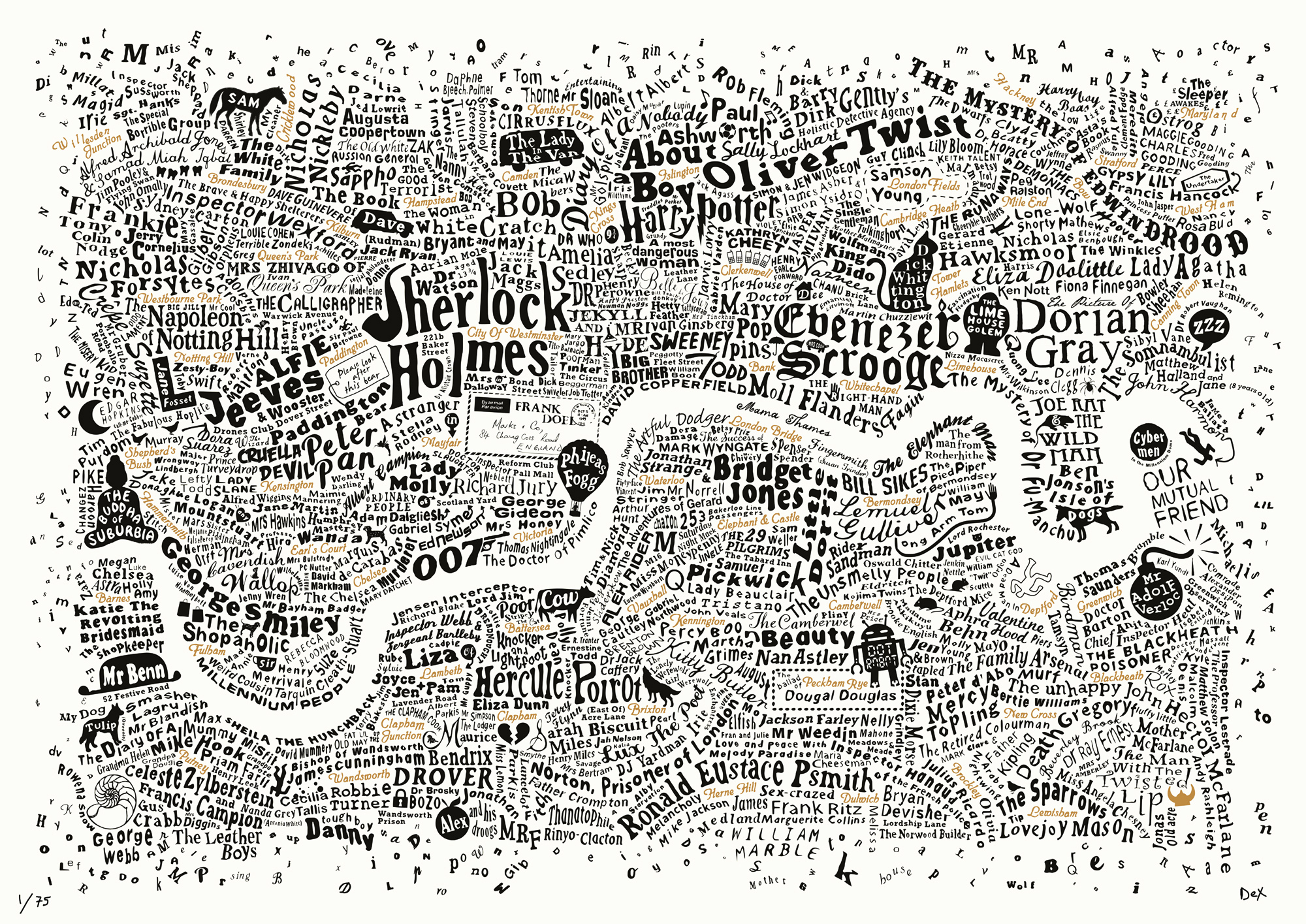 A Limited edition typographic map of london