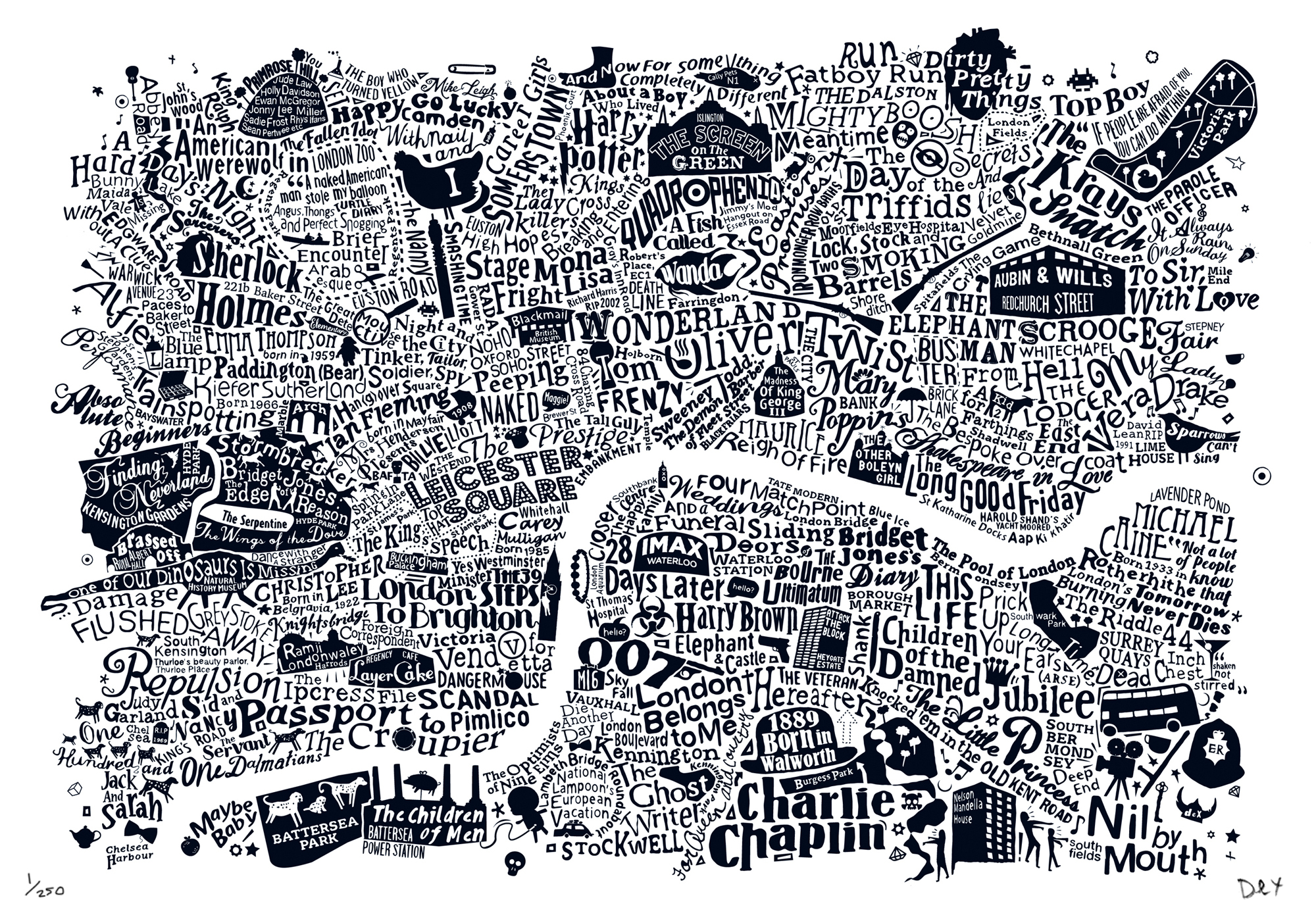 stylish monochrome map of london