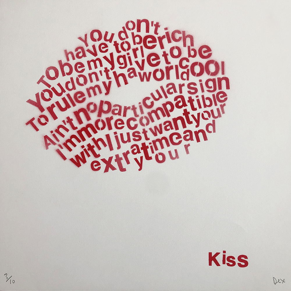 kiss by prince stencil artwork