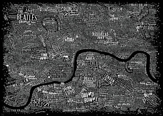 Creative London Maps with themes of Music, film and literature.